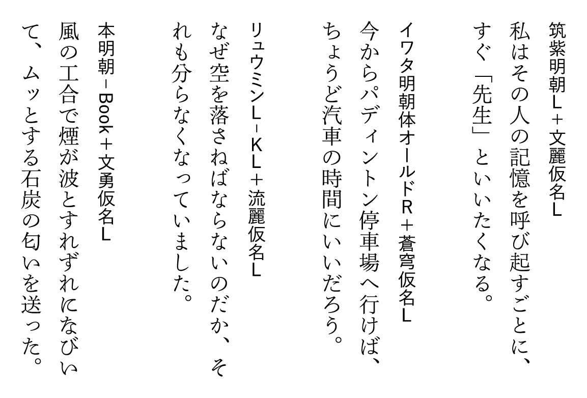 4つの「オリジナル仮名書体」